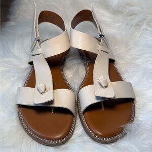 Franco Sarto Cream Leather Sandals